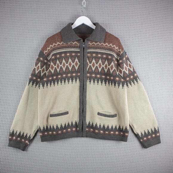 White Ram Vintage 70s Men's Cardigan Sweater M Canada - Picture 1 of 8